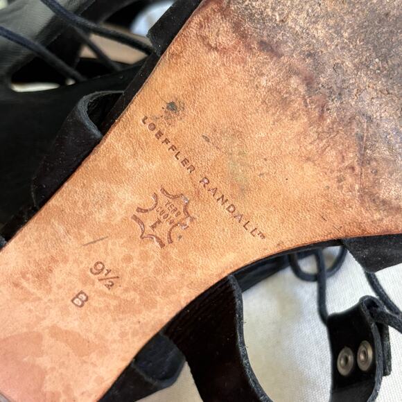 Loeffler Randall Hana Gladiator Sandals 9.5 Black Heels Strappy Leather Stud - Picture 6 of 6